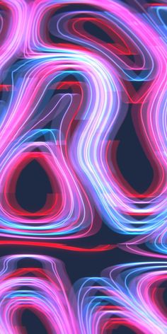 an abstract background with lines and shapes in pink, blue, and purple colors on a black background