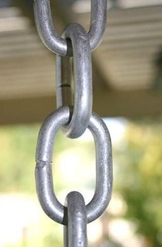 a metal chain is hanging from a building