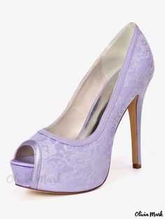 Olivia Mark - Exquisite Womens Bridal Pumps: Embroidered Peep Toe Platform Shoes for Wedding Platform Bridal Shoes, Light Purple Wedding, Wedding Shoes Platform, Vintage Evening Gowns, Bridal Pumps, Purple Heels, Wedding Pumps, Bridal Sandals, Bridesmaid Shoes