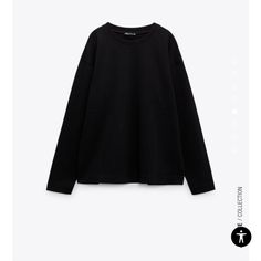 Zara Black Long Sleeve Top T-Shirt Made Of Cotton. Round Neck And Long Sleeves. Main Fabric 100% Cotton Secondary Fabric 95% Cotton 5% Elastane Basic Black T-shirt For Winter, Oversized Black Plain Top, Black Long Sleeve Everyday T-shirt, Plain Tops For Streetwear In Fall, Plain Tops For Fall Streetwear, Black Plain Casual Tops, Casual Black Plain Top, Black T-shirt For Workwear In Fall, Basic Fall Streetwear Tops