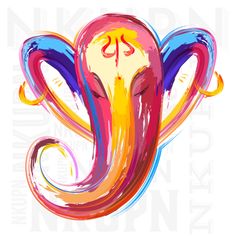 ganpatia bapa morya with colorful swirls