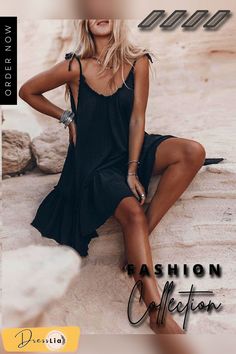 Open Back Halter Vest Mini Dress P13819 Trendy Knee-length Beach Sundress, Trendy Black Mini Dress For Beach, Trendy Black Beach Mini Dress, Trendy Knee-length Sundress For The Beach, Knee-length Solid Color Sundress For Beach, Beach Season Date Night Mini Dresses, Black Knee-length Sundress For Summer, Trendy Knee-length Beach Dresses, Trendy Knee-length Midi Dress For Vacation