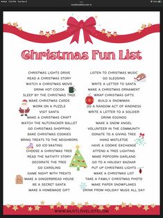 the christmas fun list for kids