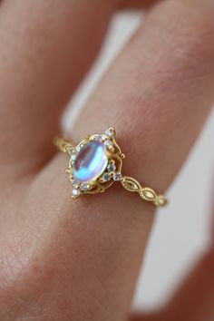 Rosie Marquise Moonstone Diamond Crystal Dainty Gold Ring | Etsy Gold Crystal Ring, Vintage Moonstone Ring, Vintage Gold Necklace Antique Jewelry, Moonstone Gold Ring, Crystal Diamond Ring, Moon Stone Engagement Ring, Crystal Rings Engagement, Wedding Rings Crystal, Iridescent Ring