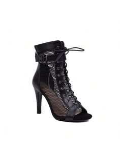 Women's Mesh Sandals Peep Toe High Top Sandals Lace Up Summer Boots Buckle Strap Dance Party Sexy Pump Shoes Open Toe Black Punk,Sexy,Fashionable   PU Leather Plain Ankle Strap   Women Shoes, size features are:Bust: ,Length: ,Sleeve Length: Summer Boots Ankle, Dance Boots, High Heel Dress Shoes, Dance Heels, High Heel Dress, Comfort Shoes Women, Womens Stilettos, Foxtrot, Buckled Heels