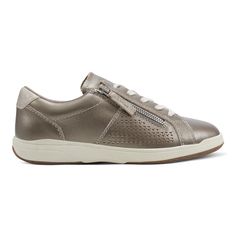 Netta Casual Lace Up Sneakers in Gold Casual Leather Sneakers With Lace-up Fastening, Casual Leather Lace-up Sneakers, Leather Sneakers With Zipper Closure For Spring, Leather Sneakers With Zipper Closure, Casual Spring Sneakers With Lace-up Fastening, Casual Sneakers With Front Lace-up For Spring, Casual Low-top Sneakers With Lace-up Fastening, Spring Lace-up Sneakers With Zipper Closure, Sporty Spring Sneakers With Zipper Closure