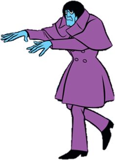 an animated image of a man in purple coat and black shoes with his arms outstretched