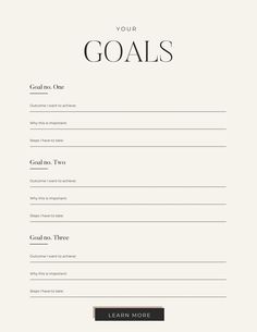 an email form with the words your goals on it