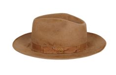 Muddy | Gladys Tamez Millinery Vintage Fur Felt Fedora For Fall, Vintage Hat Bands For Fall, Vintage Brown Fedora For Formal Occasions, Rustic Short Brim Fedora For Kentucky Derby, Casual Fur Felt Fedora With Flat Brim, Vintage Brimmed Panama Hat For Formal Occasions, Adjustable Vintage Fedora With Flat Brim, Vintage Adjustable Panama Hat For Formal Occasions, Vintage Formal Panama Hat With Brim