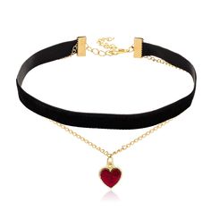 PRICES MAY VARY. Black choker red heart necklace: A classic goth inspired choker featuring black velvet. A stylish velvet necklace with a red heart pendant will be a great addition to your Halloween costumes look This piece fastens with a lobster clasp and 2.36 inches (6 cm) chain at the back. It is to fit neck sizes from 11.4 to 13.77 inches (29-35 cm). This choker is light and not heavy on the neck. Velvet width is 1 cm Great Costume Jewelry for her: a velvet gothic collar with a red heart pen Heart Shaped Clavicle Chain Choker For Party, Heart-shaped Clavicle Chain Choker For Parties, Adjustable Black Heart Choker Necklace, Trendy Heart Pendant Choker For Valentine's Day, Gothic Heart Choker For Valentine's Day, Gothic Heart-shaped Choker For Valentine's Day, Red Heart Charm Choker Necklace, Adjustable Clavicle Chain Choker For Valentine's Day, Valentine's Day Adjustable Clavicle Chain Choker