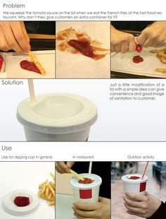 the instructions for how to make an ice cream sundae with strawberries and ketchup