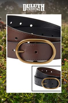 Got clash? Get reversible belt! This Lifetime Leather beauty is black on one side, brown on the other, finished with a beautiful antique brass buckle for an extra dash of style. Brown Belt With Brass Buckle For Work, Brown Workwear Belt With Brass Buckle, Classic Brown Belt With Brass Hardware, Classic Black Belt With Brass Hardware, Brown Belt With Brass Hardware For Everyday, Brown Belt With Antique Buckle For Everyday Use, Reversible Belt, Brass Buckle, Antique Brass