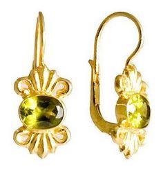 Edwardian jewelry is splendidly reborn. Its fine heraldic setting gives these peridot earrings a distinctive elegance. Hand crafted of 24k gold over sterling silver; European backs. Size: 1 Inch. Replica Jewelry, Edwardian Jewelry, Its Fine, Peridot Earrings, Filigree Jewelry, Silver Jewelry Design, Hot Jewelry, Spring Jewelry, Victorian Jewelry