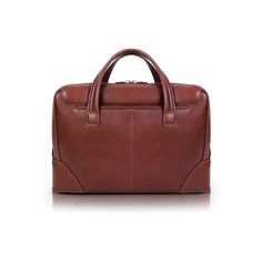 a brown leather briefcase on a white background