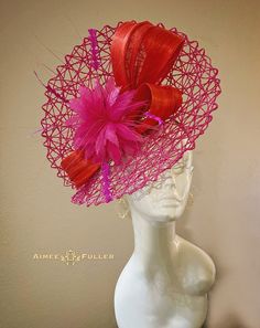 Pink Headband Fascinator For Carnival, Pink Structured Crown Fascinator For Kentucky Derby, Pink Carnival Headband Fascinator, Luxury Pink Brimmed Fascinator, Hot Pink Hat, Flower-shaped Fascinator For Kentucky Derby, Pink Fascinator, Royal Ascot Hats, Derby Fascinator