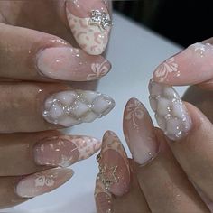 Almond Nails Charms, Gel X Almond Nails, Gel X Almond, Pink Gel, Music On Spotify, Polygel Nails