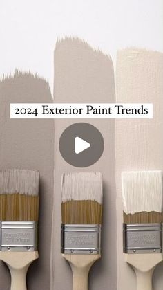 four paint colors with the words, 2012 exterior paint trends on them and three white paintbrushes lined up in front of each other