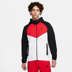 Nike Tech Fleece Red, Red Nike Tech, Nike Mens Clothing, Nike Sportswear Tech Fleece, Windrunner Jacket, Buy Hoodies, Mens Zip Hoodie, Boys Fits, Tech Pack