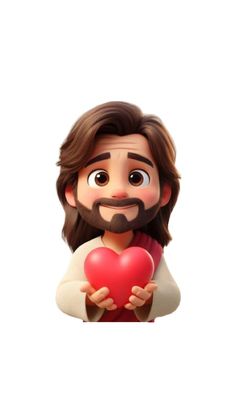 jesus holding a heart in his hands with the caption, i love jesus on it