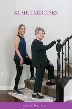 This beginner 10 minute workout will strengthen muscles needed to climb and descend stairs: glutes, hips, thighs, core and legs. Stair Exercises, Lower Body Stretches, Knee Pain Exercises, Step Workout, Body Stretches, Knee Exercises, Things I Learned