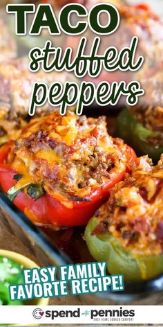 the recipe for taco stuffed peppers is shown