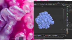 an image of some blue and pink objects in the process of being rendered with blender