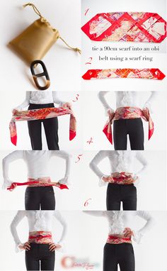 Scarf as belt, skirt, top and necklace Scarf Tricks, Knitting Cards, Ways To Tie Scarves, Tie A Scarf, Stylish Tips, Belt Skirt, How To Wear A Scarf, Scarf Belt