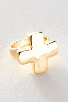 Just as bold as it is beautiful, this statement-making ring features a thick band and large cross detail at center for a truly timeless touch. **Features:** Wide band, bold cross detail **Why We ❤ It:** Sure to be a staple in your jewelry collection for many years to come, this forever essential ring is the ideal piece for stacking up or styling solo. | Cross Ring by Free People in Gold, Size: 7 Etsy Rings, Cute Ring, Stuff To Buy, Christmas List Ideas, Senior Rings, Capsule Wardrobe Jewelry, Chunky Rings, Cross Ring, Jewelry Accessories Ideas