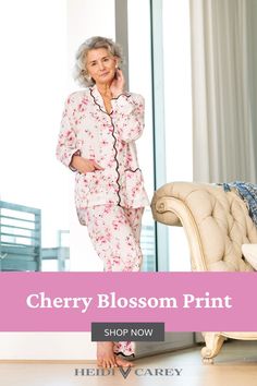 The perfect PJs for spring. My cherry blossom print was drawn to capture the beauty and optimism of each flower as they bloom in the spring. Donning these pajamas in the morning or evening will give you joy and a feeling of hope for the warmer days to come. Printed Sleepwear For Spring Loungewear, Feminine Spring Sleepwear For Lounging, Feminine Spring Loungewear, White Floral Print Sleepwear For Spring, Floral Spring Sleepwear For Sleepovers, Feminine Floral Print Sleepwear For Lounging, Feminine Floral Cotton Sleepwear, Spring Floral Print Sleepwear For Sleepovers, Spring Floral Print Cotton Nightgown