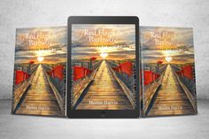 two ebook covers for red flags and bathtube, with an image of a wooden bridge