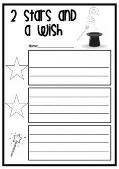 two stars and a wish worksheet for students to practice writing with their own name