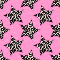 an animal print with pink and black stars in the middle on a cheetah background