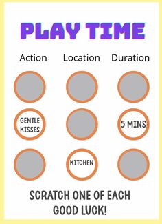 play time poster with different circles and words