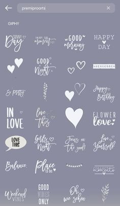 a bunch of different types of lettering on a gray background with the words happy valentine's day written in cursive writing