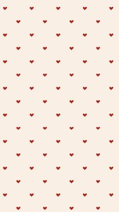 a red heart pattern on a white wallpaper with small hearts in the center and bottom