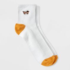 Add vibrant prints to your sock collection with these Women's Embroidered Hot Dog Ribbed Ankle Socks - Ivory 4-10. Made from lightweight fabric, it offers all day comfort. These socks come with added spandex that will stay in place for a secure fit. Suitable for everyday use, these ribbed ankle socks make a practical addition to your wardrobe essentials. Weenie Dog, Sock Collection, Print Socks, Animal Icon, Colors For Skin Tone, Dog Socks, Weenie Dogs, Complementary Colors, Dog Print