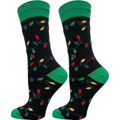 Christmas Lights Women's Crew Socks Black Christmas Sock, Holiday Socks, Weird Holidays, Your Crazy, Women Crew Socks, Crazy Socks, Dog Parents, Black Christmas, Christmas Socks