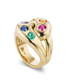 Knot Ring with Rainbow Rounds – Brent Neale Brent Neale, Signature Bracelet, Precious Rings, Knot Ring, Blue Chalcedony, Jewelry Inspo, Pink Opal, Trendy Jewelry, Emerald Ring