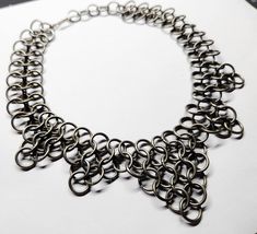 "This is a medieval style  16\" chainmail necklace/choker - perfect stylish addition to occasion of your choice Enjoy!" Gothic Metal Chainmail Choker, Silver Metal Chainmail Choker, Black Metal Chainmail Necklace, Medieval Silver Chainmail Jewelry, Gothic Chainmail Metal Jewelry, Elegant Chainmail Metal Choker, Gothic Chainmail Jewelry Gift, Gothic Chainmail Jewelry, Metal Chainmail Choker Necklace