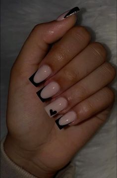 Acrylic Nails Nude, Acrylic Toe Nails, Colored Acrylic Nails, Girly Acrylic Nails, French Tip Acrylic Nails, Her Nails, Short Square Acrylic Nails, Unique Acrylic Nails, Black Nail