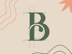 the letter b is surrounded by lines and shapes