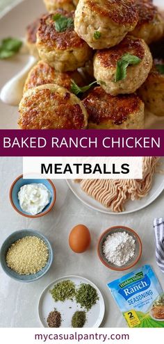 the ingredients for baked ranch chicken meatballs