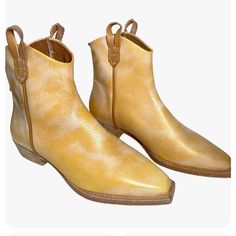 Stunning Boots C04072312c65. Yellow Leather Ankle-high Boots, Western Style Yellow Boots For Spring, Yellow Ankle-high Spring Boots, Yellow Leather Boots With Leather Sole, Yellow Leather Boots With Round Toe, Yellow Leather Spring Boots, Casual Yellow Boots With Reinforced Heel, Yellow Ankle Boots For Spring, Casual Yellow Boots With Pointed Toe