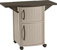 OUTDOOR GRILL STATION: Portable prep station with 2 drop leaf extensions and a decorative design that will fit well with any outdoor décor Serving Station, Table With Storage, Outdoor Kitchen, Outdoor Patio, Grilling, Condiments, Patio, Patios