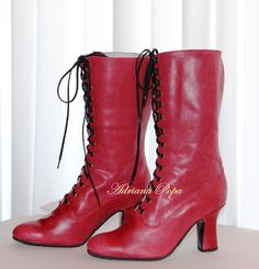 Victorian shoes Marsala Victorian Boots Burgundy by VictorianBoots Red Leather Mid-calf Boots With Round Toe, Red Leather High Heel Mid-calf Boots, Red Leather Sole Ankle Heeled Boots, Red High Ankle Boots With Reinforced Heel, Red Almond Toe Boots With Leather Sole, Red Lace-up Leather Moto Boots, Red Leather Lace-up Moto Boots, Red Leather Snip Toe Mid-calf Boots, Red Boots With Reinforced Heel And Almond Toe