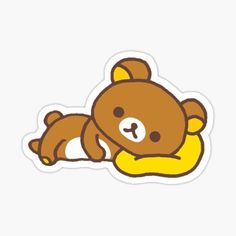 a brown teddy bear laying down on top of a banana peel sticker, transparent background