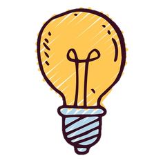 a yellow light bulb with an electrical wire wrapped around it's end and the word,