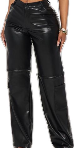 Black Faux Leather Cargo Pants With Pockets, Black Faux Leather Pants With Pockets, Casual Black Faux Leather Cargo Pants, Black Leather Pants With Multiple Pockets For Fall, Black Faux Leather Cargo Pants, Black Faux Leather Bottoms With Side Pockets, Edgy Faux Leather Bottoms With Pockets, Chic Black Bottoms With Multiple Pockets, Black Faux Leather Pants With Cargo Pockets