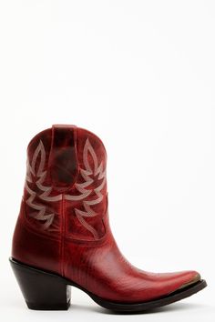 Genuine leather Pointed toe with bronze toe rand Pull tabs Leather lining Leather outsole with rubber heel cap Cushioned footbed Handcrafted by highly skilled boot artisans Western heel Red leather with white contrast western embroidery Single-stitched welt construction Red Western Heeled Boots With Snip Toe, Western Style Red Fitted Heeled Boots, Red Fitted Western Heeled Boots, Fitted Red Western Heeled Boots, Red Western Heeled Boots With Round Toe, Western Burgundy Boots With Round Toe, Red Western Style Heeled Boots With Round Toe, Western Style Burgundy Boots With Round Toe, Red Round Toe Heeled Boots For Rodeo