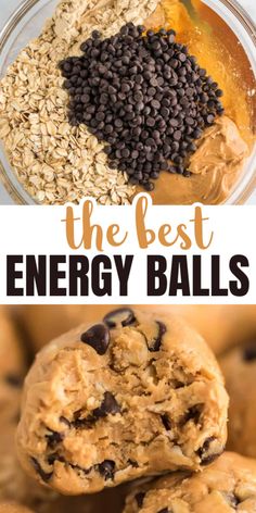 the best energy balls recipe is made with oats, peanut butter and chocolate chips